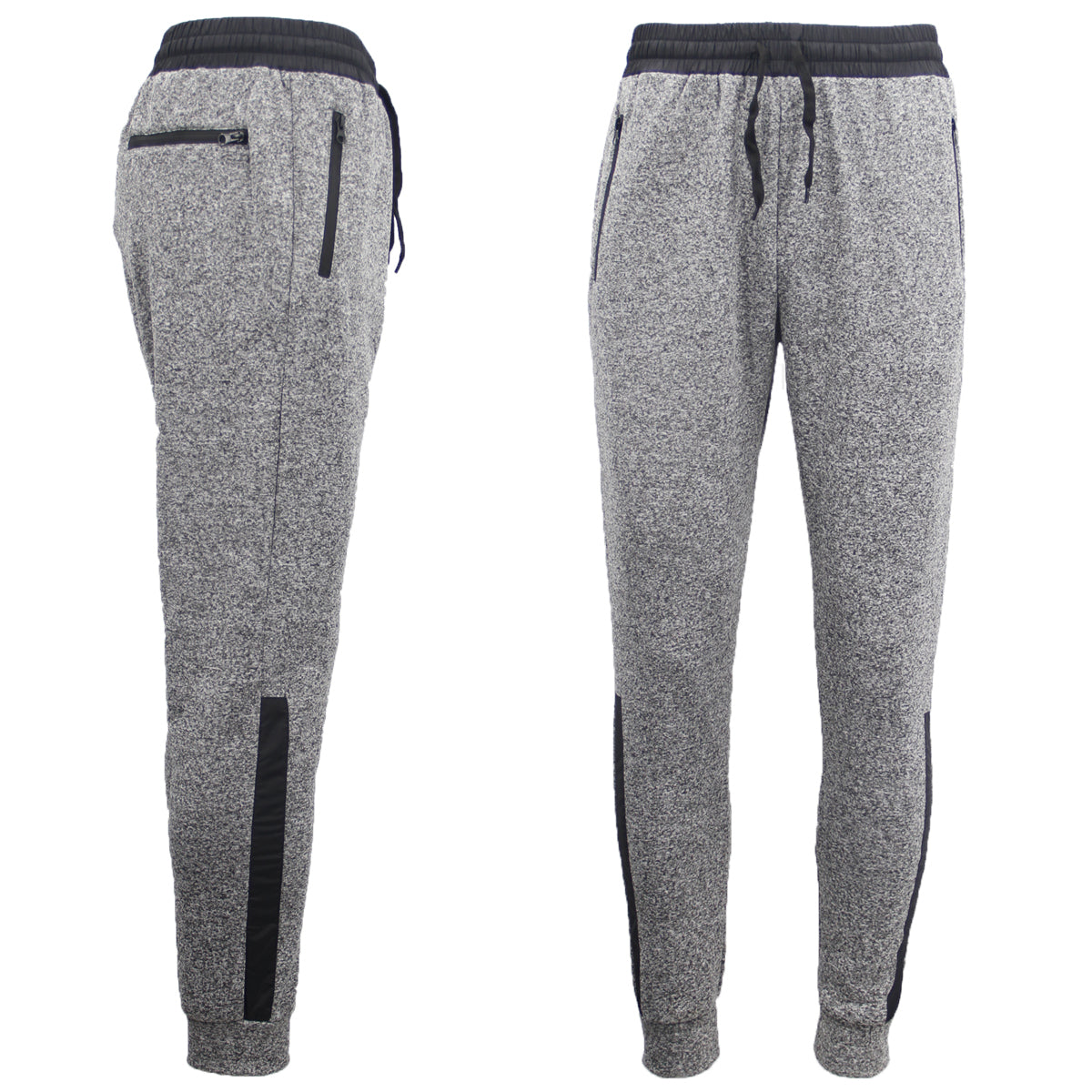 Mens Joggers Trousers Gym Sport Casual Sweat Track Pants Cuffed Hem w Zip Pocket, Black, 4XL V474-400703
