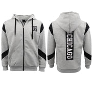 Men's Fleece Zip Up Hoodie Shirt Chicago Bulls 23 Michael Jordan Sweat Jacket, Black, L