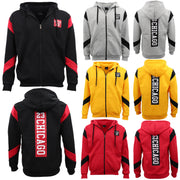 Men's Fleece Zip Up Hoodie Shirt Chicago Bulls 23 Michael Jordan Sweat Jacket, Red, 2XL