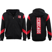 Men's Fleece Zip Up Hoodie Shirt Chicago Bulls 23 Michael Jordan Sweat Jacket, Red, 2XL