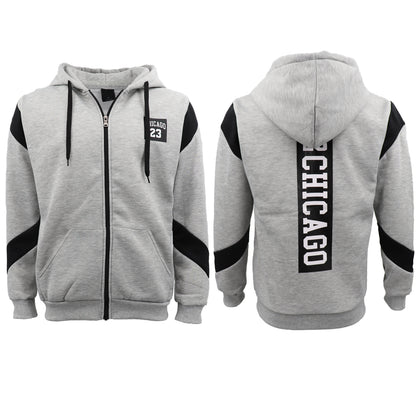 Men's Fleece Zip Up Hoodie Shirt Chicago Bulls 23 Michael Jordan Sweat Jacket, Yellow, XS V474-418032