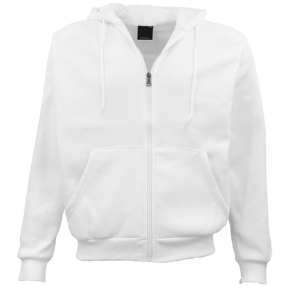 Adult Unisex Zip Plain Fleece Hoodie Hooded Jacket Mens Sweatshirt Jumper XS-8XL, White, 5XL V474-421735