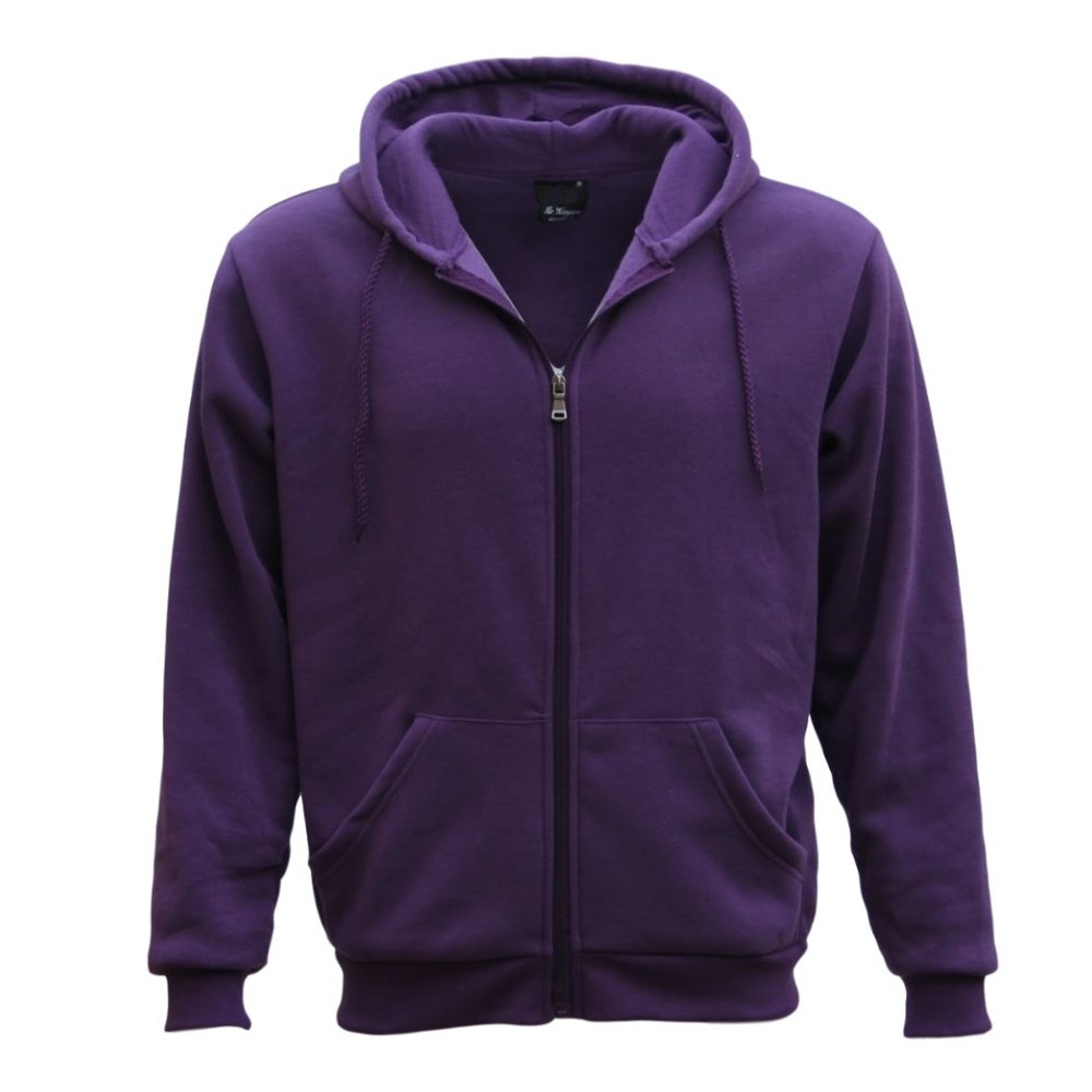 Adult Unisex Zip Plain Fleece Hoodie Hooded Jacket Mens Sweatshirt Jumper XS-8XL, Purple, 4XL V474-421741