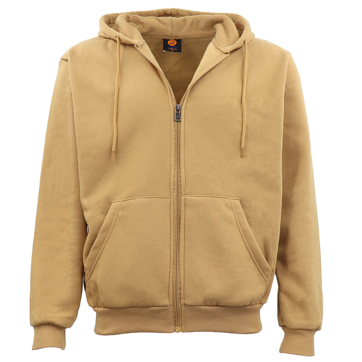 Adult Unisex Zip Plain Fleece Hoodie Hooded Jacket Mens Sweatshirt Jumper XS-8XL, Tan, 5XL V474-422131