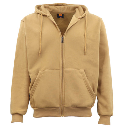 Adult Unisex Zip Plain Fleece Hoodie Hooded Jacket Mens Sweatshirt Jumper XS-8XL, Tan, 6XL V474-422132