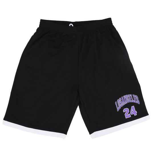 Men's Basketball Sports Shorts Gym Jogging Swim Board Boxing Sweat Casual Pants, Black - Los Angeles 24, L V474-436351