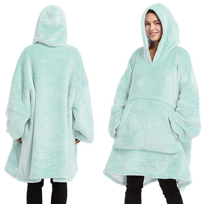 Oversized Soft Pullover Plain Hoodie Warm Fleece Blanket Plush Winter Sweatshirt, Aqua, Adult V474-438914