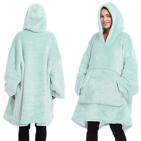 Oversized Soft Pullover Plain Hoodie Warm Fleece Blanket Plush Winter Sweatshirt, Aqua, Adult V474-438914