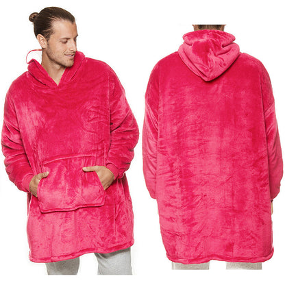 Oversized Soft Pullover Plain Hoodie Warm Fleece Blanket Plush Winter Sweatshirt, Hot Pink, Adult V474-438947