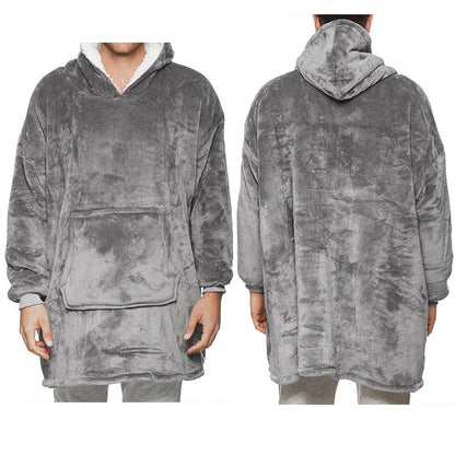 Oversized Soft Pullover Plain Hoodie Warm Fleece Blanket Plush Winter Sweatshirt, Light Grey, Adult V474-438952