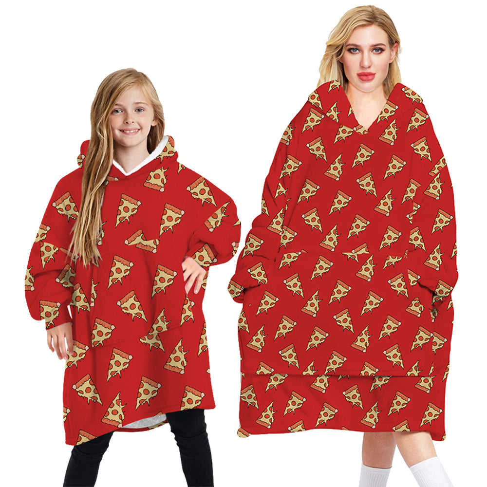 Oversized Soft Pullover Plain Hoodie Warm Fleece Blanket Plush Winter Sweatshirt, Red Pizza, Adult V474-438973