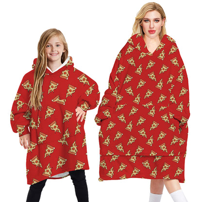 Oversized Soft Pullover Plain Hoodie Warm Fleece Blanket Plush Winter Sweatshirt, Red Pizza, Adult V474-438973