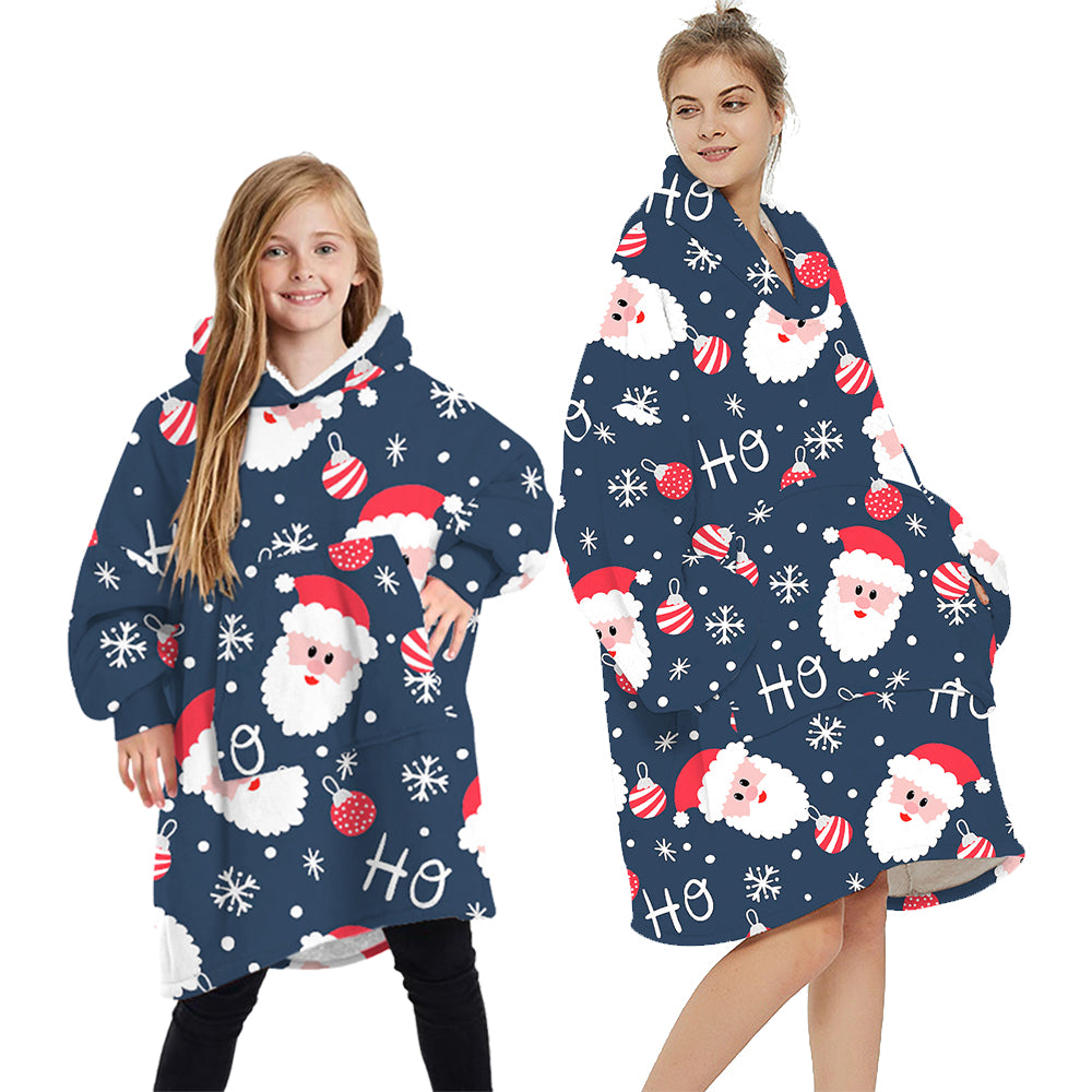 Oversized Soft Pullover Plain Hoodie Warm Fleece Blanket Plush Winter Sweatshirt, Santa, Adult V474-438974
