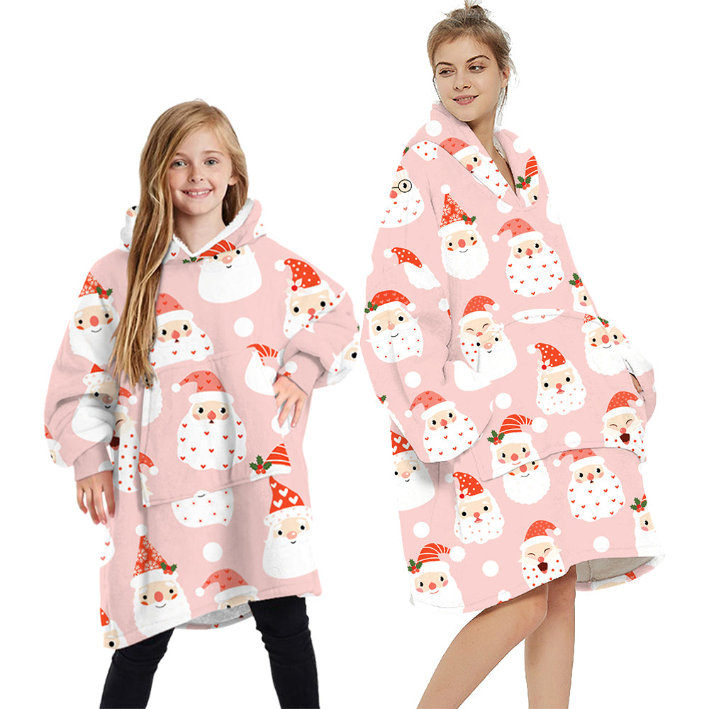 Oversized Soft Pullover Plain Hoodie Warm Fleece Blanket Plush Winter Sweatshirt, Santa (Pink), Adult V474-438975