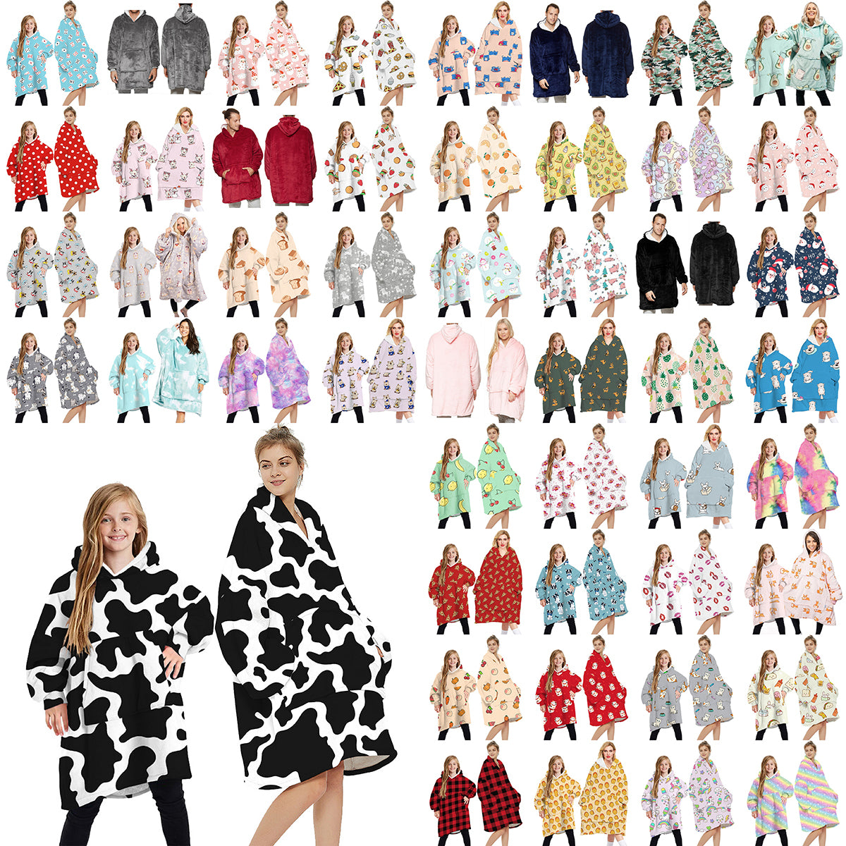Oversized Soft Pullover Plain Hoodie Warm Fleece Blanket Plush Winter Sweatshirt, Santa (Pink), Adult V474-438975