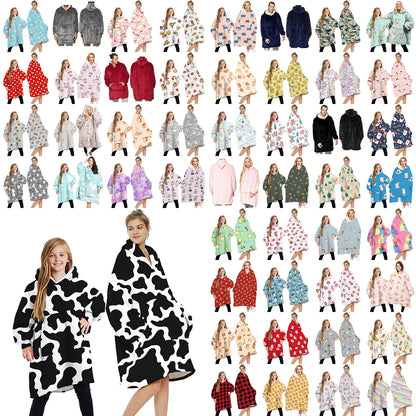 Oversized Soft Pullover Plain Hoodie Warm Fleece Blanket Plush Winter Sweatshirt, Santa (Pink), Adult V474-438975