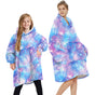 Oversized Soft Pullover Plain Hoodie Warm Fleece Blanket Plush Winter Sweatshirt, Sky Stars (Purple/Blue), V474-438980