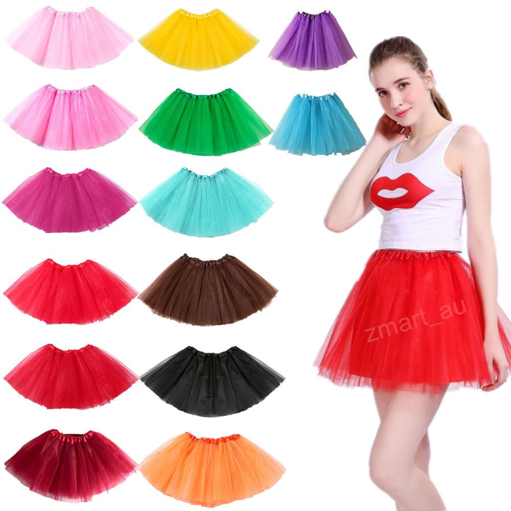 New Adults Tulle Tutu Skirt Dressup Party Costume Ballet Womens Girls Dance Wear, Rainbow_G, Adults V474-445674