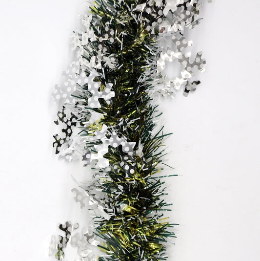 5x 2.5m Christmas Tinsel Xmas Garland Sparkly Snowflake Party Natural Home Decor, Snow in Black/Gold V474-453089