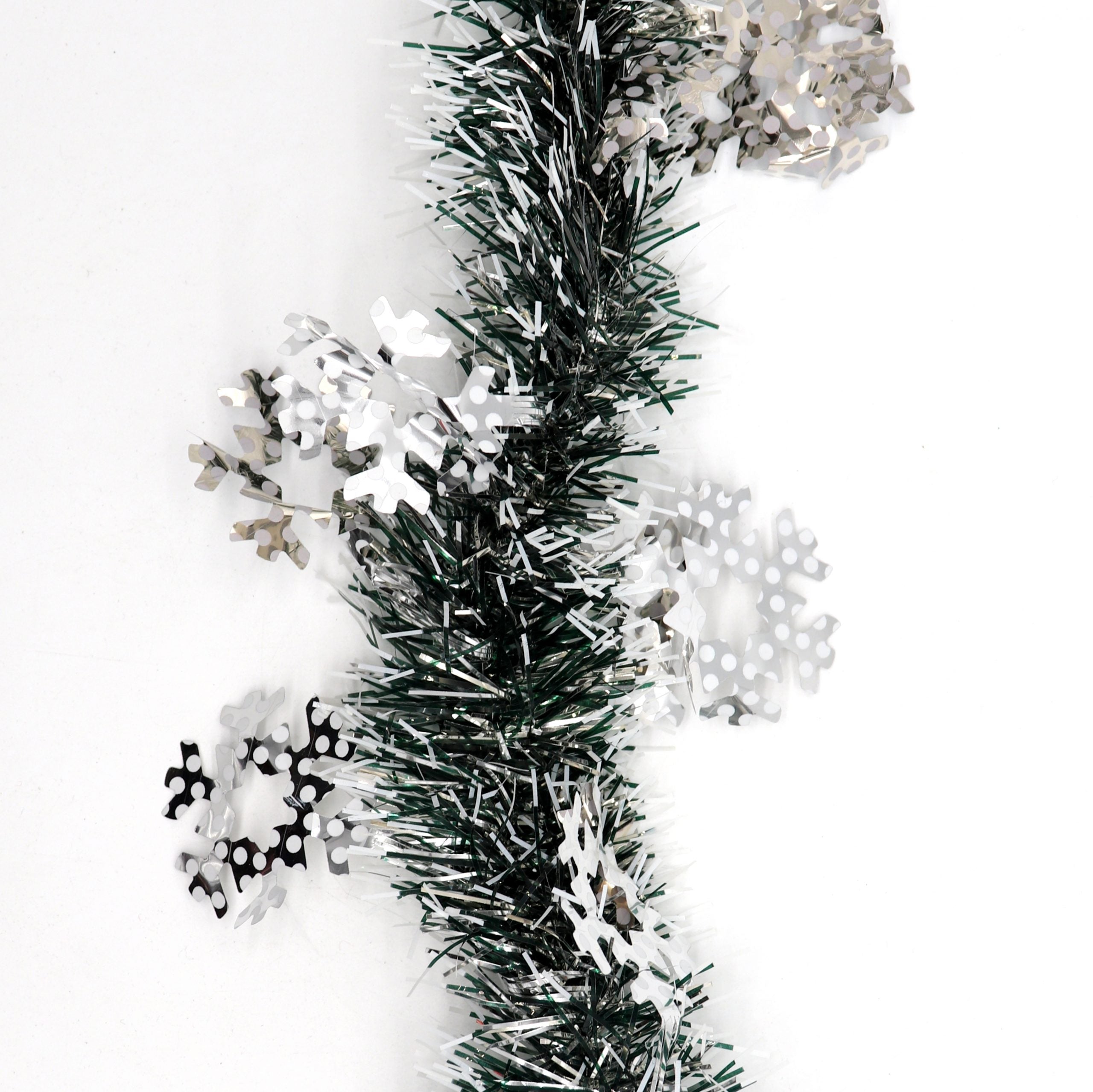 5x 2.5m Christmas Tinsel Xmas Garland Sparkly Snowflake Party Natural Home Decor, Snow in Black V474-453090