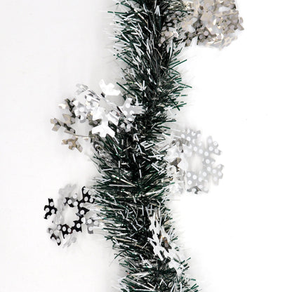 5x 2.5m Christmas Tinsel Xmas Garland Sparkly Snowflake Party Natural Home Decor, Snow in Black V474-453090