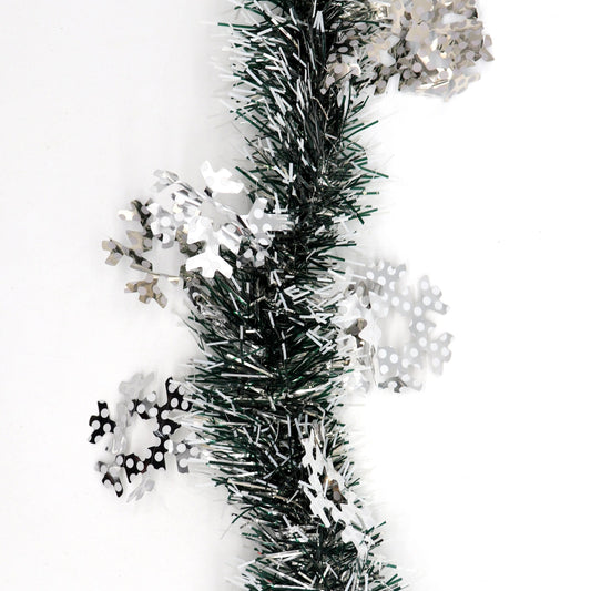 5x 2.5m Christmas Tinsel Xmas Garland Sparkly Snowflake Party Natural Home Decor, Snow in Black V474-453090