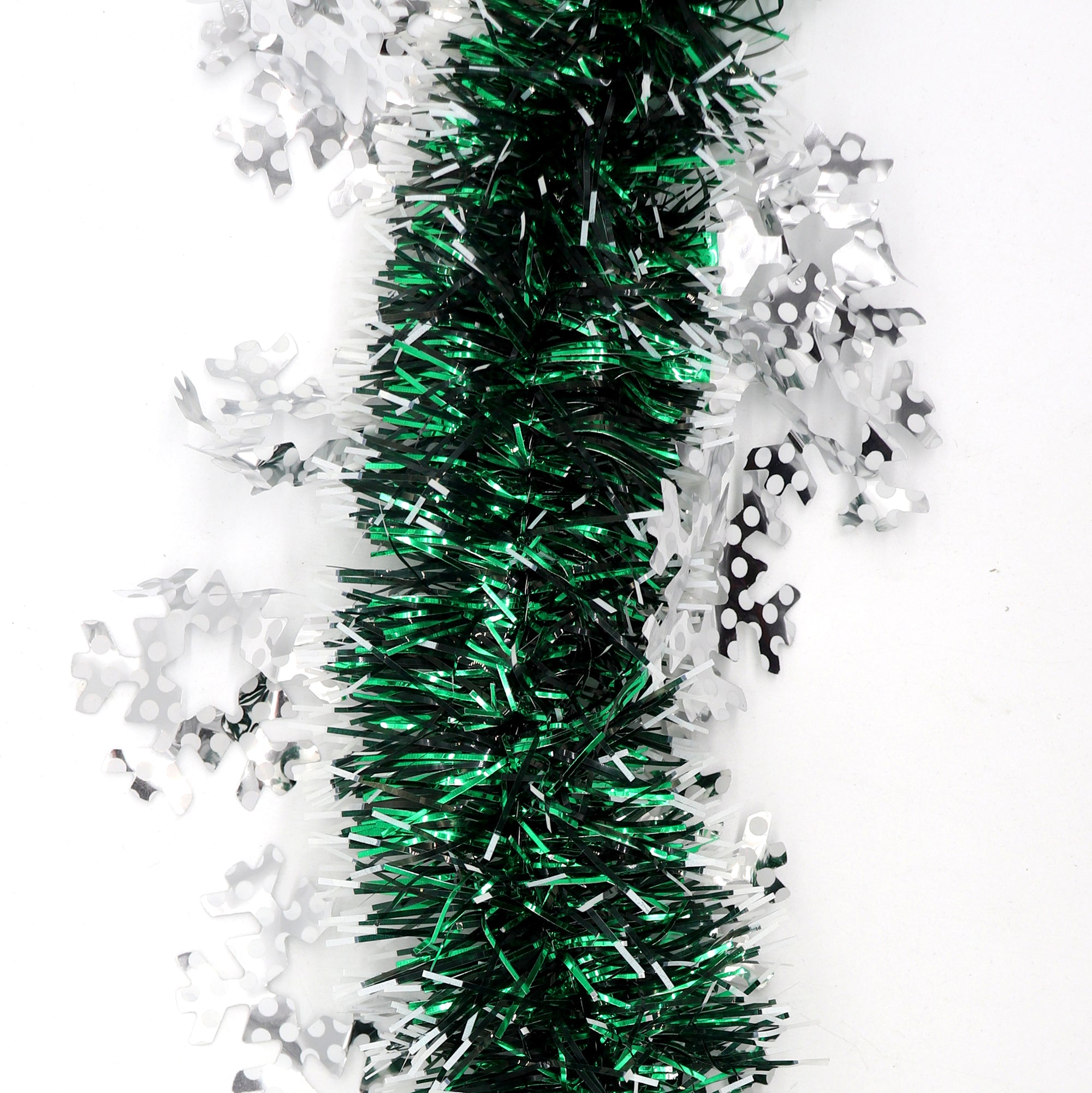 5x 2.5m Christmas Tinsel Xmas Garland Sparkly Snowflake Party Natural Home Decor, Snow in Dark Green V474-453091
