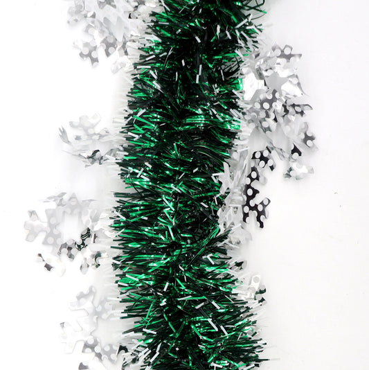 5x 2.5m Christmas Tinsel Xmas Garland Sparkly Snowflake Party Natural Home Decor, Snow in Dark Green V474-453091