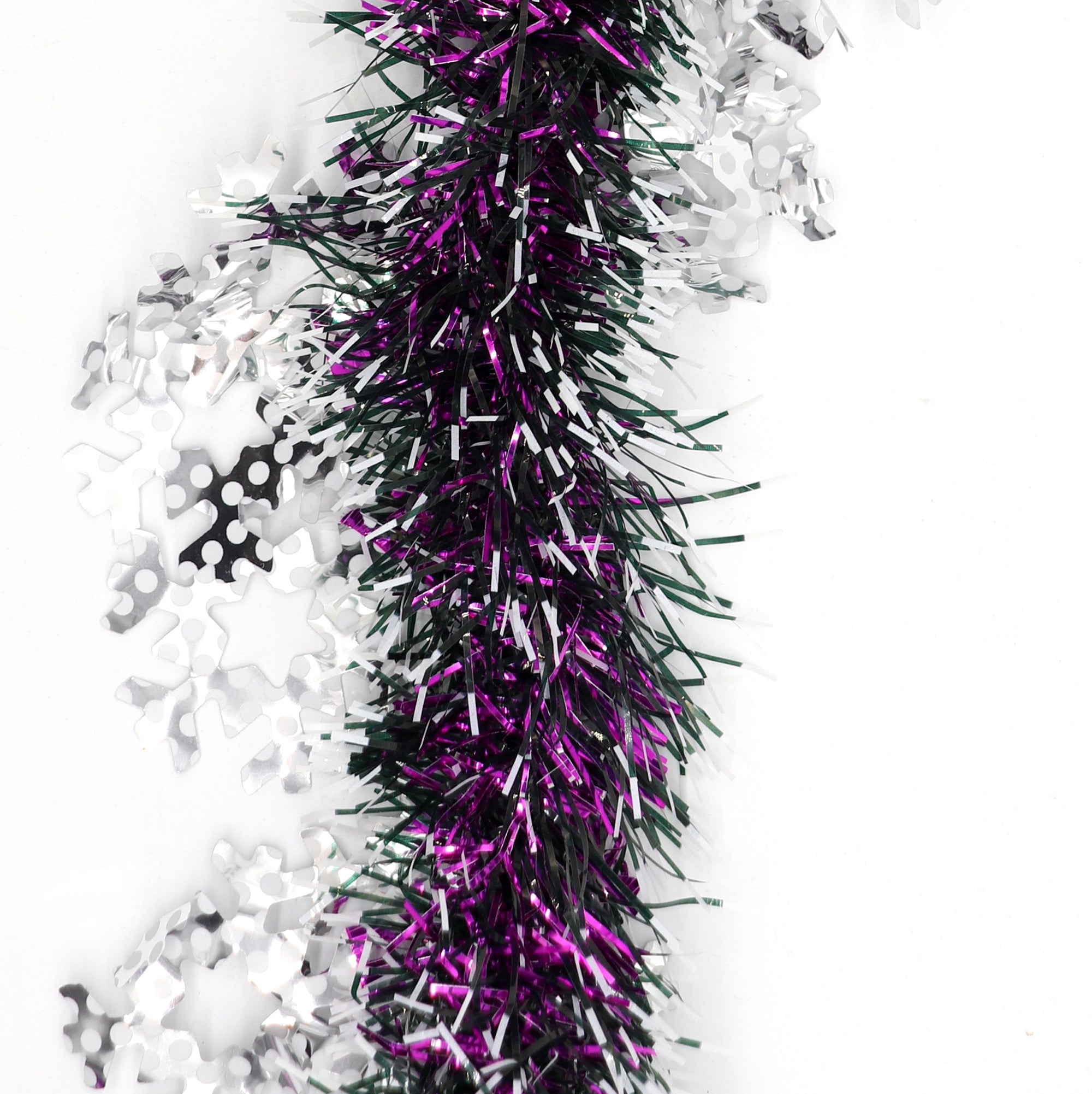 5x 2.5m Christmas Tinsel Xmas Garland Sparkly Snowflake Party Natural Home Decor, Snow in Hot Pink V474-453092