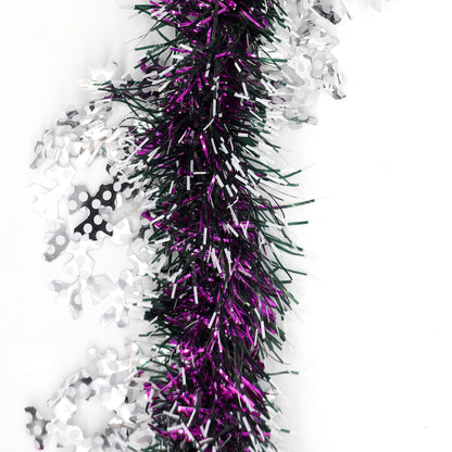 5x 2.5m Christmas Tinsel Xmas Garland Sparkly Snowflake Party Natural Home Decor, Snow in Hot Pink V474-453092