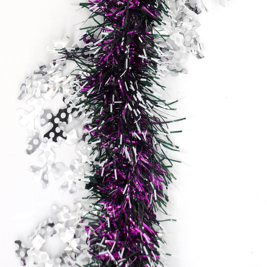 5x 2.5m Christmas Tinsel Xmas Garland Sparkly Snowflake Party Natural Home Decor, Snow in Hot Pink V474-453092