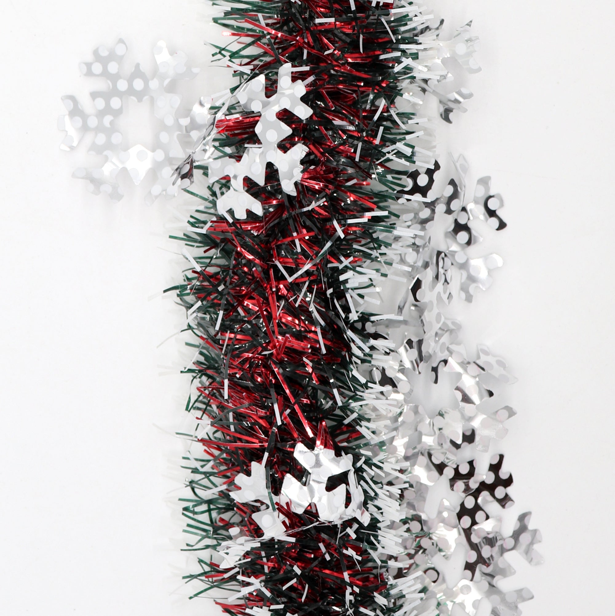 5x 2.5m Christmas Tinsel Xmas Garland Sparkly Snowflake Party Natural Home Decor, Snow in Red V474-453093
