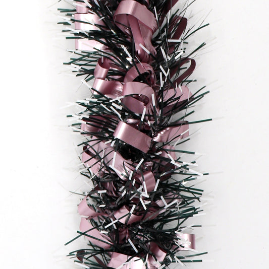 5x 2.5m Christmas Tinsel Xmas Garland Sparkly Snowflake Party Natural Home Decor, Bows (Black Pink) V474-453104