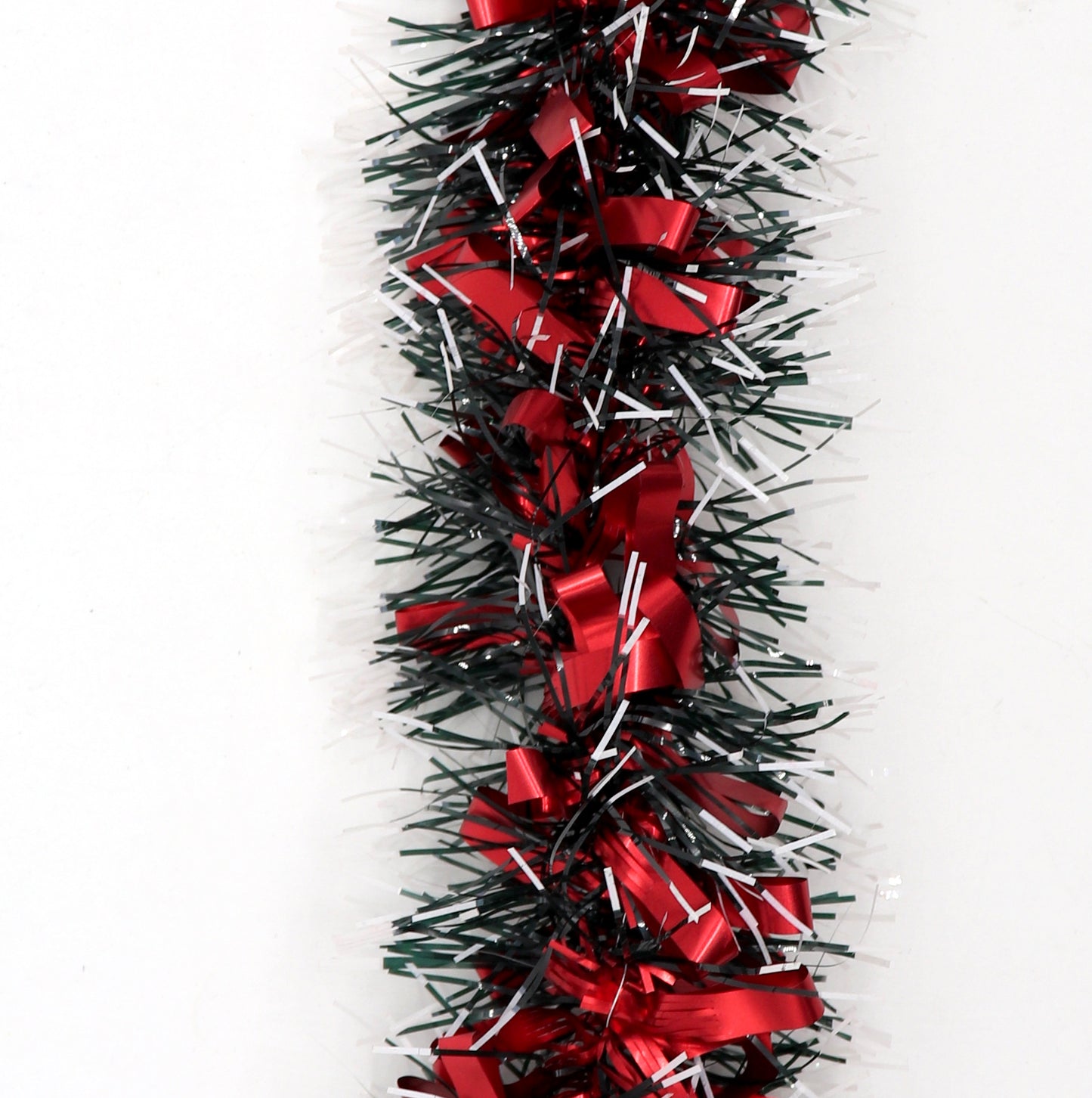 5x 2.5m Christmas Tinsel Xmas Garland Sparkly Snowflake Party Natural Home Decor, Bows (Black Red) V474-453105