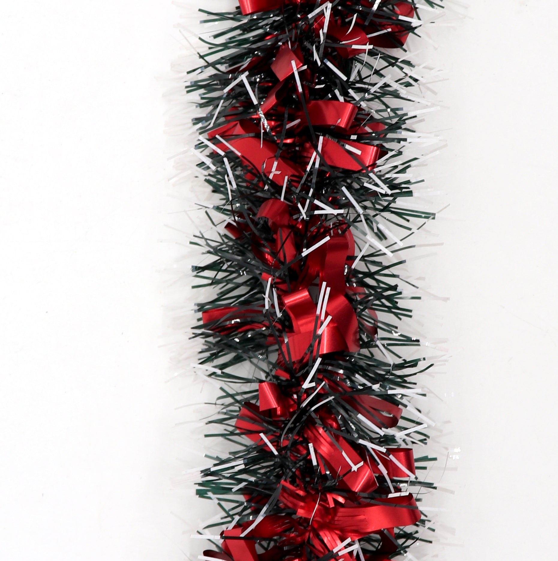 5x 2.5m Christmas Tinsel Xmas Garland Sparkly Snowflake Party Natural Home Decor, Bows (Black Red) V474-453105