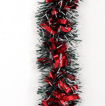5x 2.5m Christmas Tinsel Xmas Garland Sparkly Snowflake Party Natural Home Decor, Bows (Black Red) V474-453105