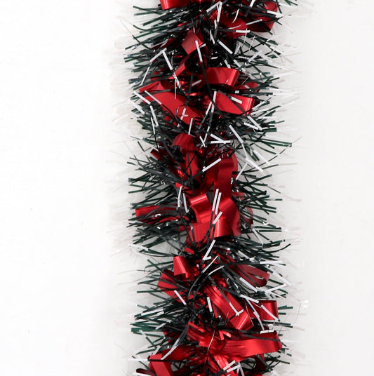 5x 2.5m Christmas Tinsel Xmas Garland Sparkly Snowflake Party Natural Home Decor, Bows (Black Red) V474-453105
