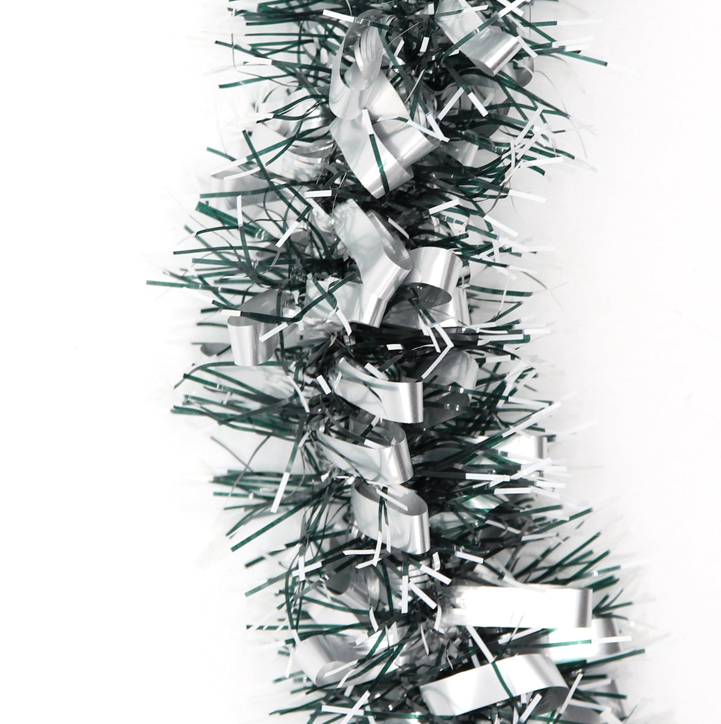 5x 2.5m Christmas Tinsel Xmas Garland Sparkly Snowflake Party Natural Home Decor, Bows (Silver Black) V474-453107