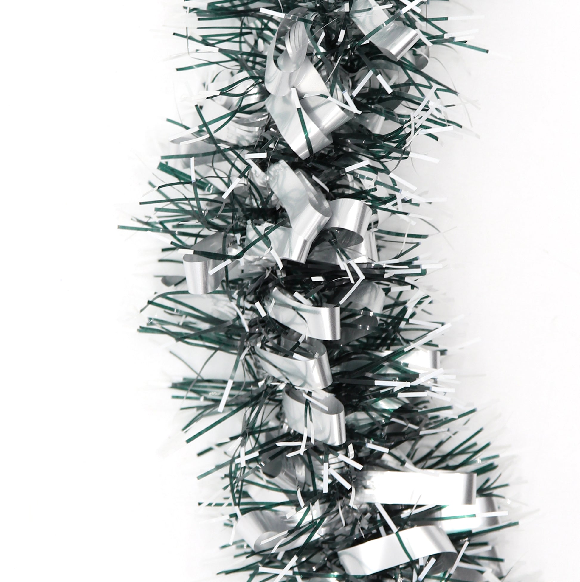 5x 2.5m Christmas Tinsel Xmas Garland Sparkly Snowflake Party Natural Home Decor, Bows (Silver Black) V474-453107