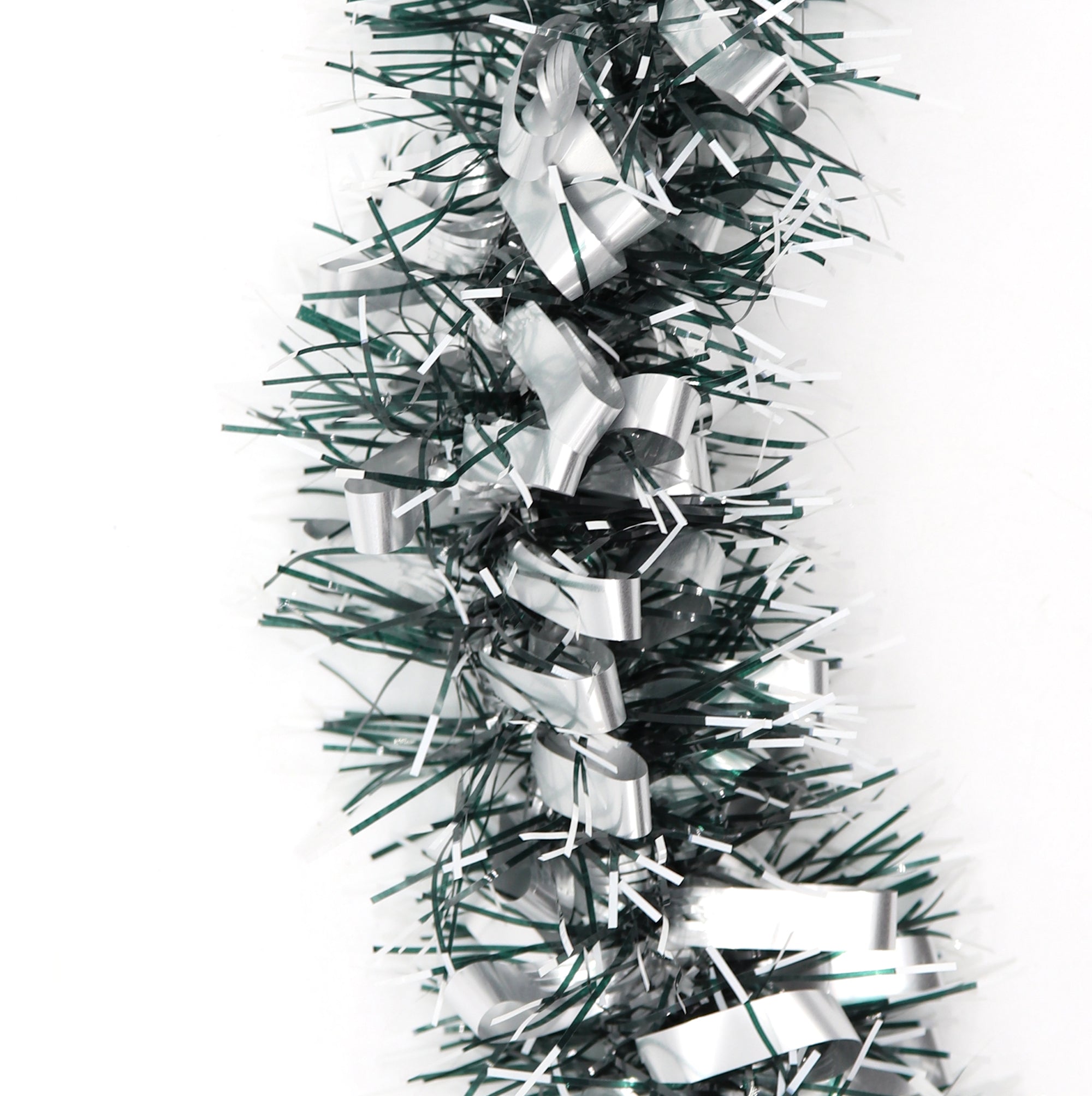 5x 2.5m Christmas Tinsel Xmas Garland Sparkly Snowflake Party Natural Home Decor, Bows (Silver Black) V474-453107