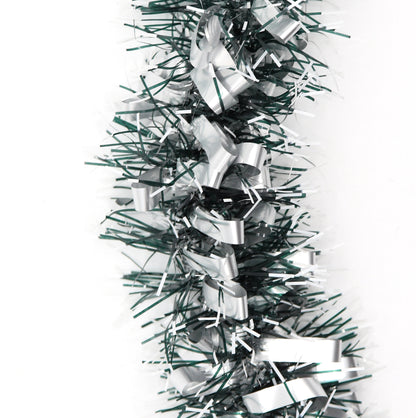 5x 2.5m Christmas Tinsel Xmas Garland Sparkly Snowflake Party Natural Home Decor, Bows (Silver Black) V474-453107