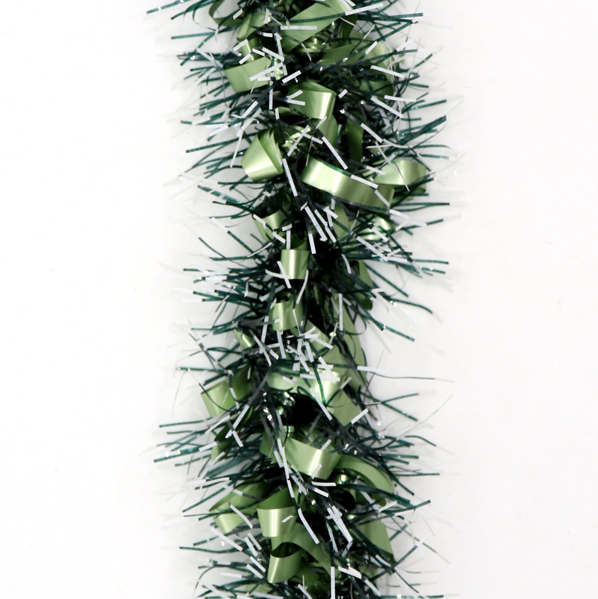 5x 2.5m Christmas Tinsel Xmas Garland Sparkly Snowflake Party Natural Home Decor, Bows (Black Light Green) V474-453110