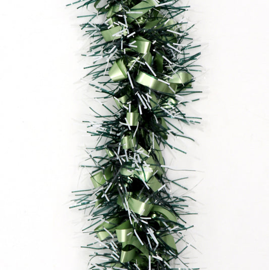 5x 2.5m Christmas Tinsel Xmas Garland Sparkly Snowflake Party Natural Home Decor, Bows (Black Light Green) V474-453110