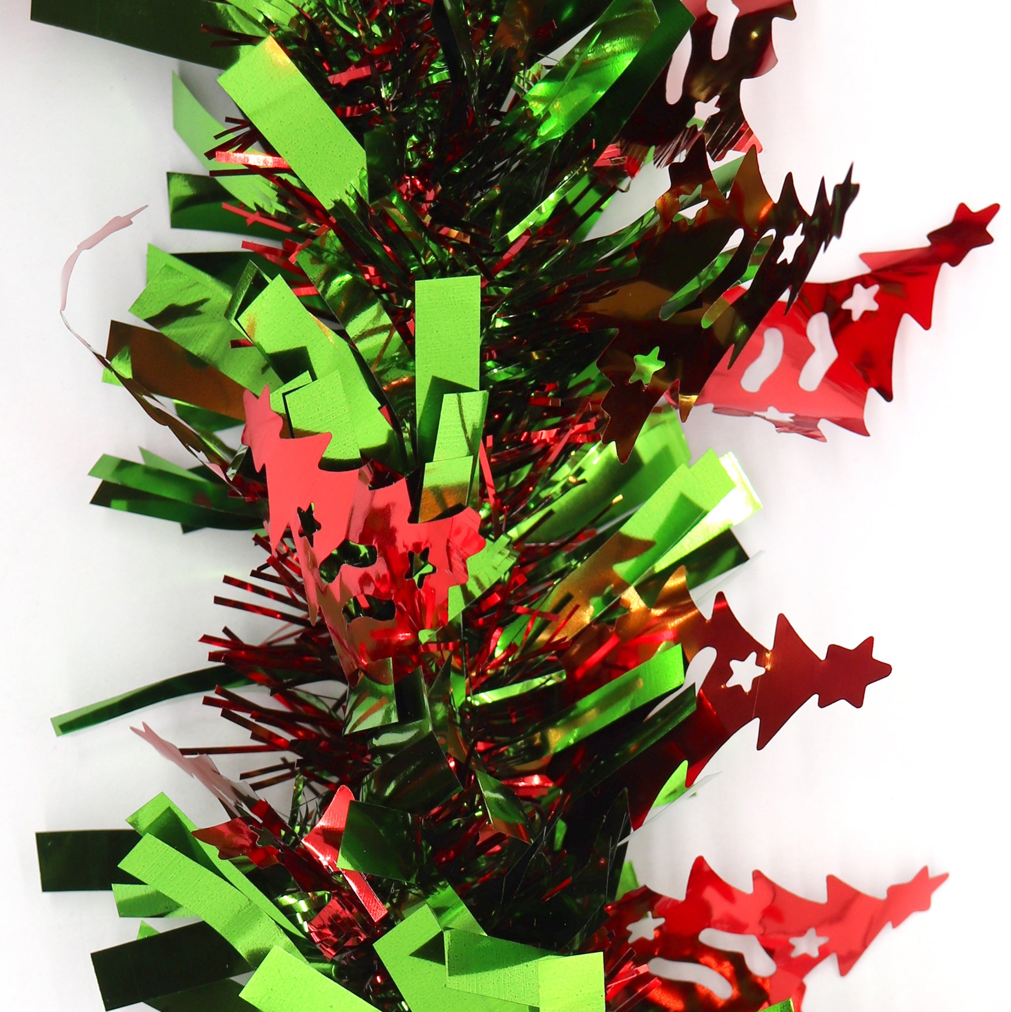 5x 2.5m Christmas Tinsel Xmas Garland Sparkly Snowflake Party Natural Home Decor, Trees (Green Red) V474-453136