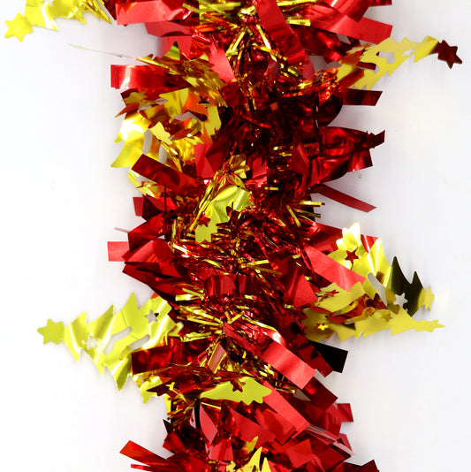 5x 2.5m Christmas Tinsel Xmas Garland Sparkly Snowflake Party Natural Home Decor, Trees (Gold Red) V474-453138