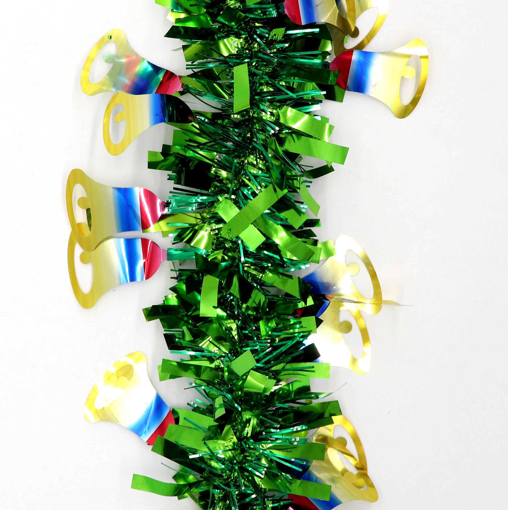 5x 2.5m Christmas Tinsel Xmas Garland Sparkly Snowflake Party Natural Home Decor, Bells (Green) V474-453152