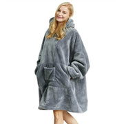 Oversized Soft Pullover Plain Hoodie Warm Fleece Blanket Plush Winter Sweatshirt, Grey w Beer Pocket, Adult V474-461988