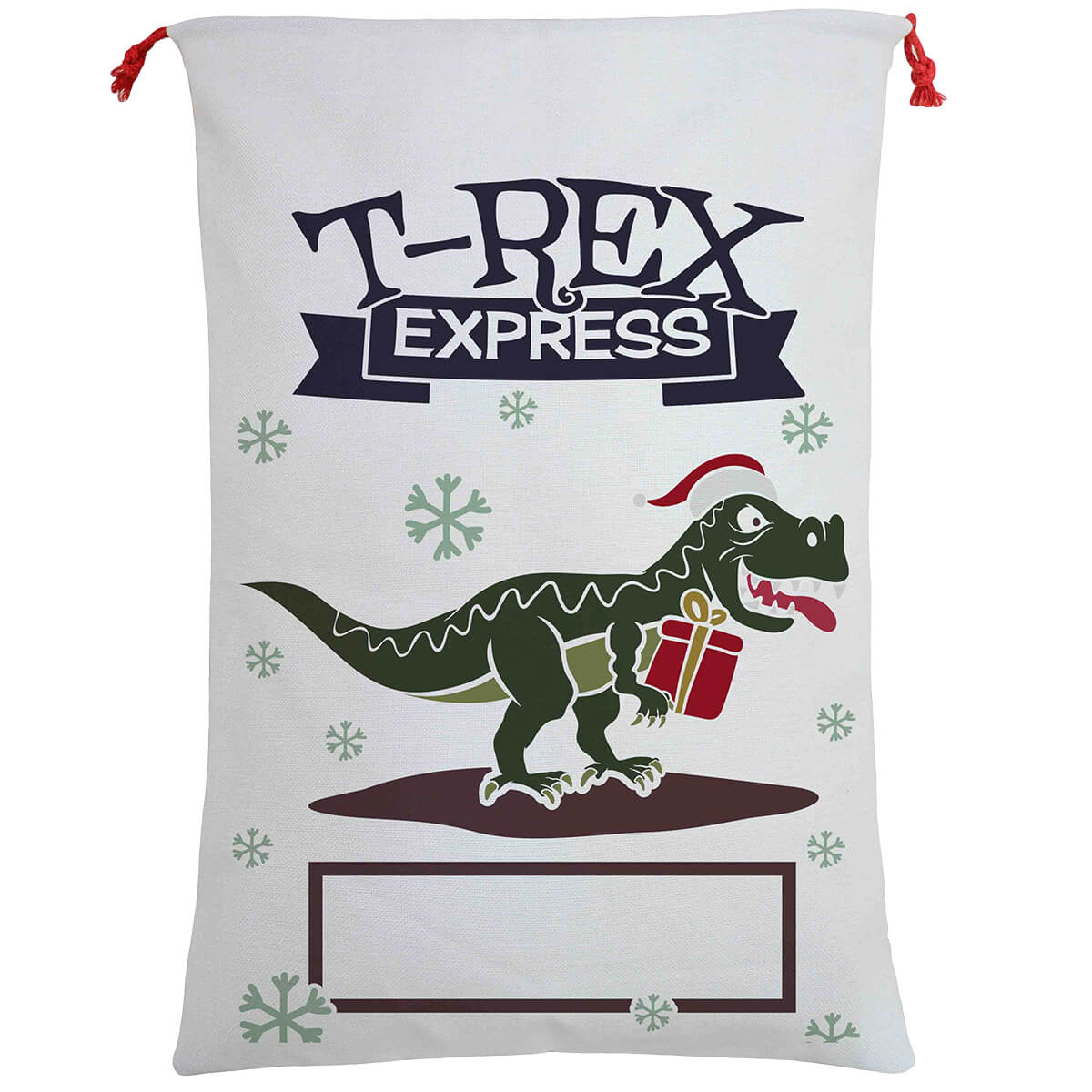 50x70cm Canvas Hessian Christmas Santa Sack Xmas Stocking Reindeer Kids Gift Bag, Cream - T-Rex Express V474-462273
