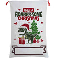 50x70cm Canvas Hessian Christmas Santa Sack Xmas Stocking Reindeer Kids Gift Bag, Have A Roar-some Christmas V474-462278