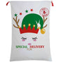 50x70cm Canvas Hessian Christmas Santa Sack Xmas Stocking Reindeer Kids Gift Bag, Cream - Cute Reindeer V474-462279